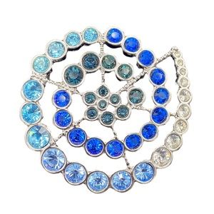 NWT Swarovski Signed Swan Crystal Blue Spiral Brooch